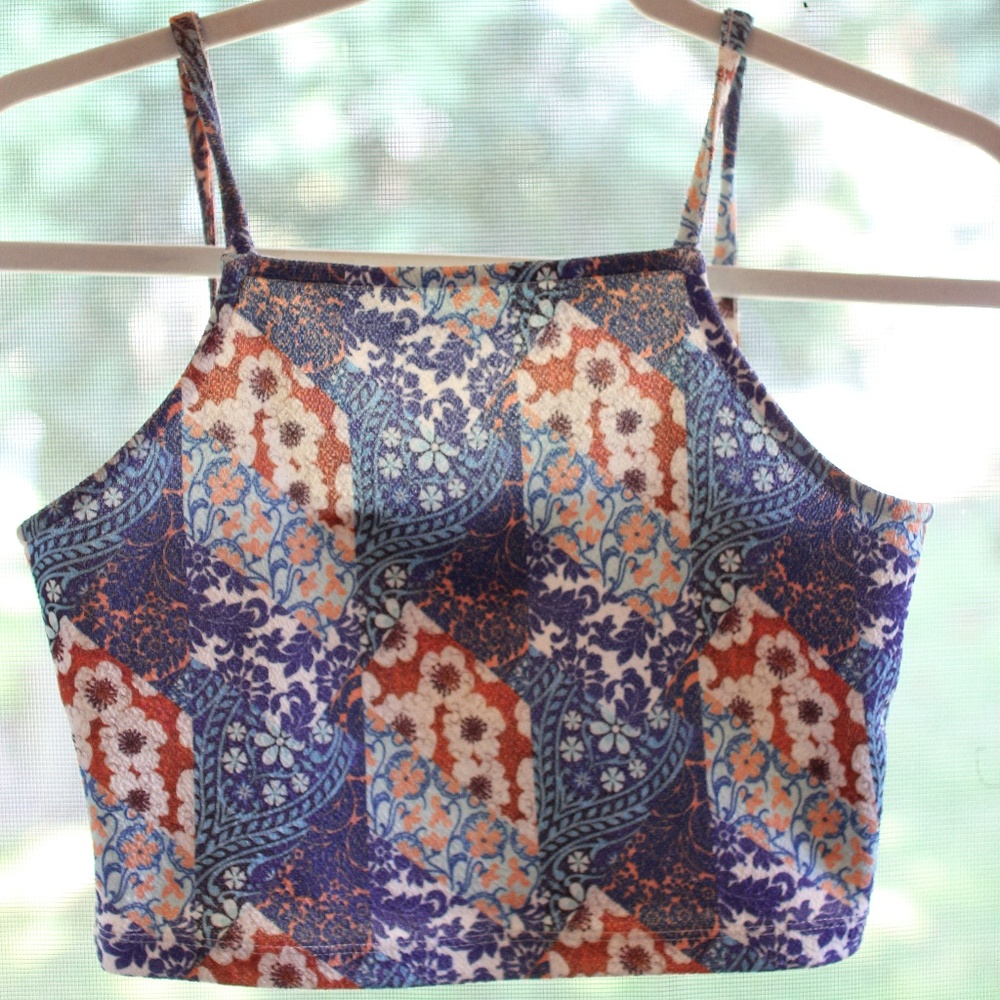 Topshop Patterned Crop Top